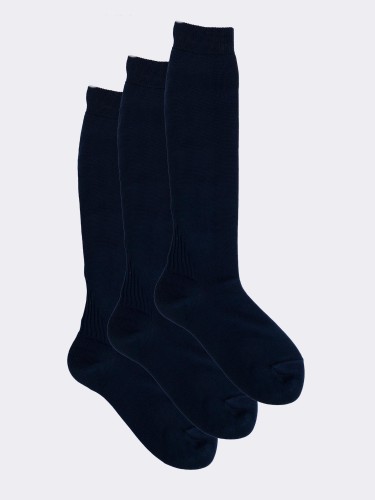 Kids's knee-high classic sock with pyramid heel in Fil d'Ecosse - Made in Italy
