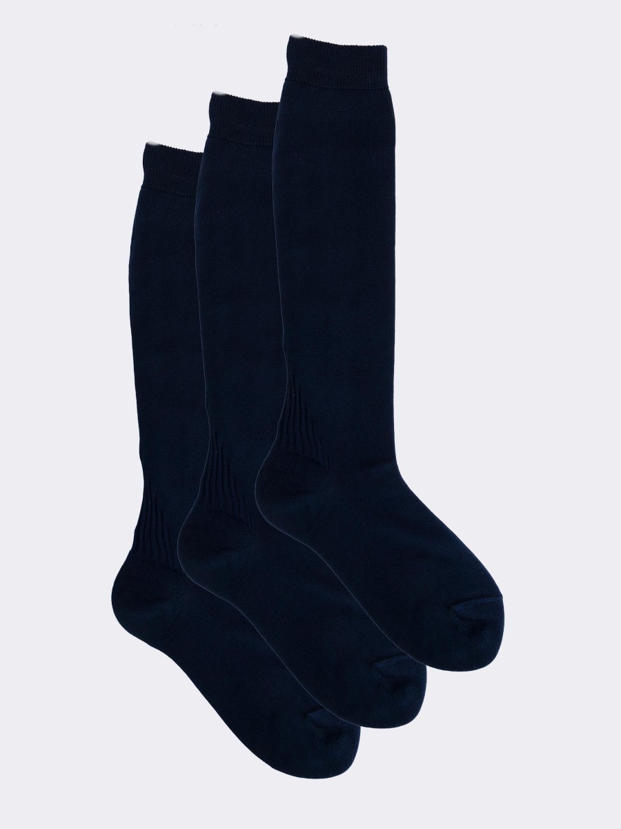 Klassische einfarbige Socken für Jungen aus Filo di Scozia - Made in Italy
