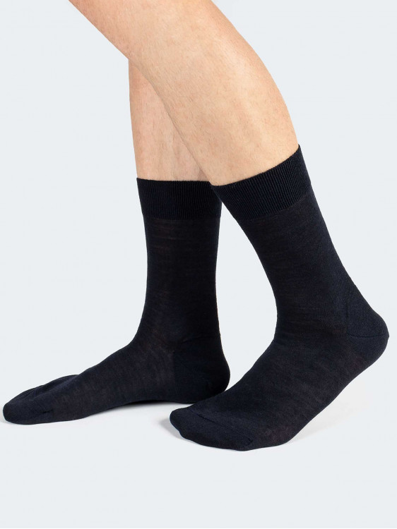 Smooth wool silk calf socks - Made in Italy
