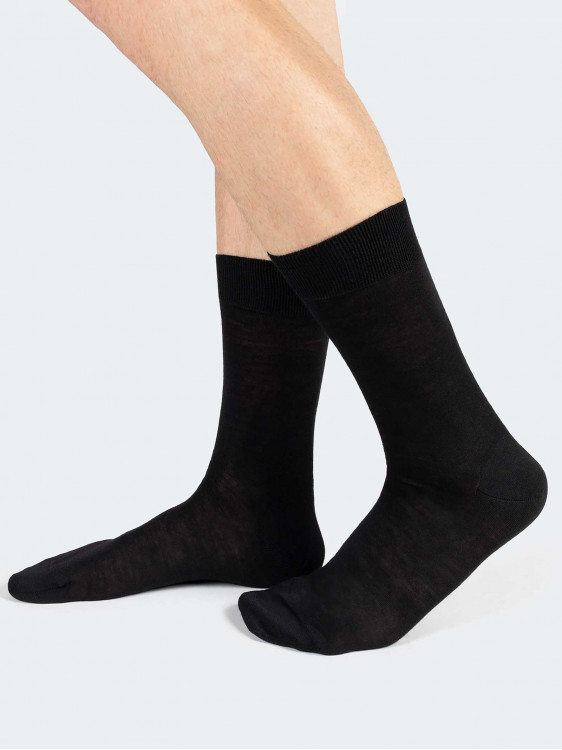 Smooth wool silk calf socks - Made in Italy