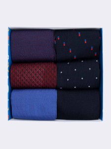 Geschenkpackung 6 Paar Herren Socken aus frischer Baumwolle, lang und elegant