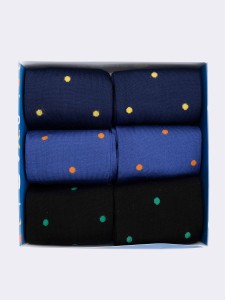Geschenkpackung 6 Paar Herren Socken aus frischer Baumwolle (Fancy Pois)