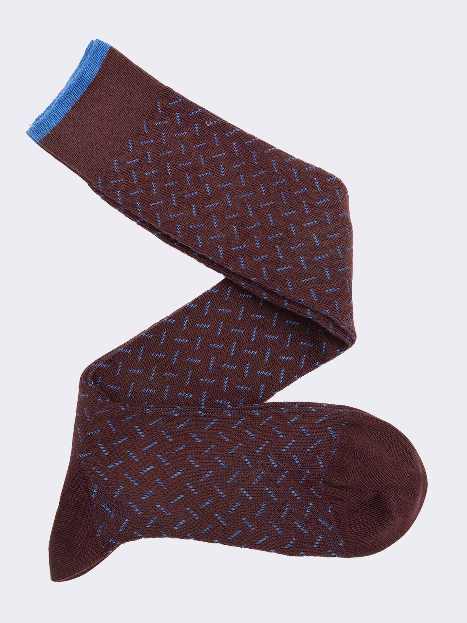 Men's patterned Knee high socks in warm cotton - Made in Italy