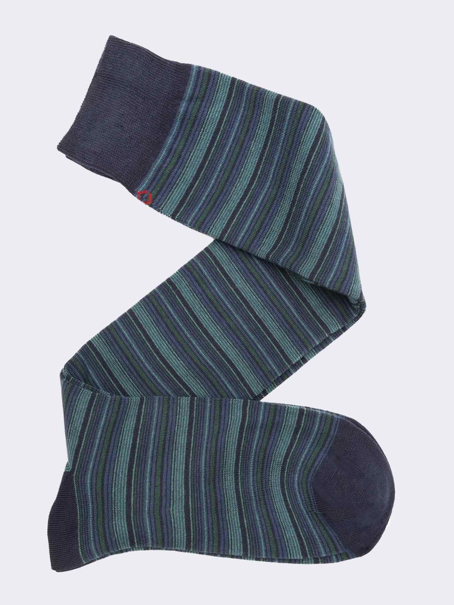 Men's striped Knee high socks in warm cotton - Made in Italy