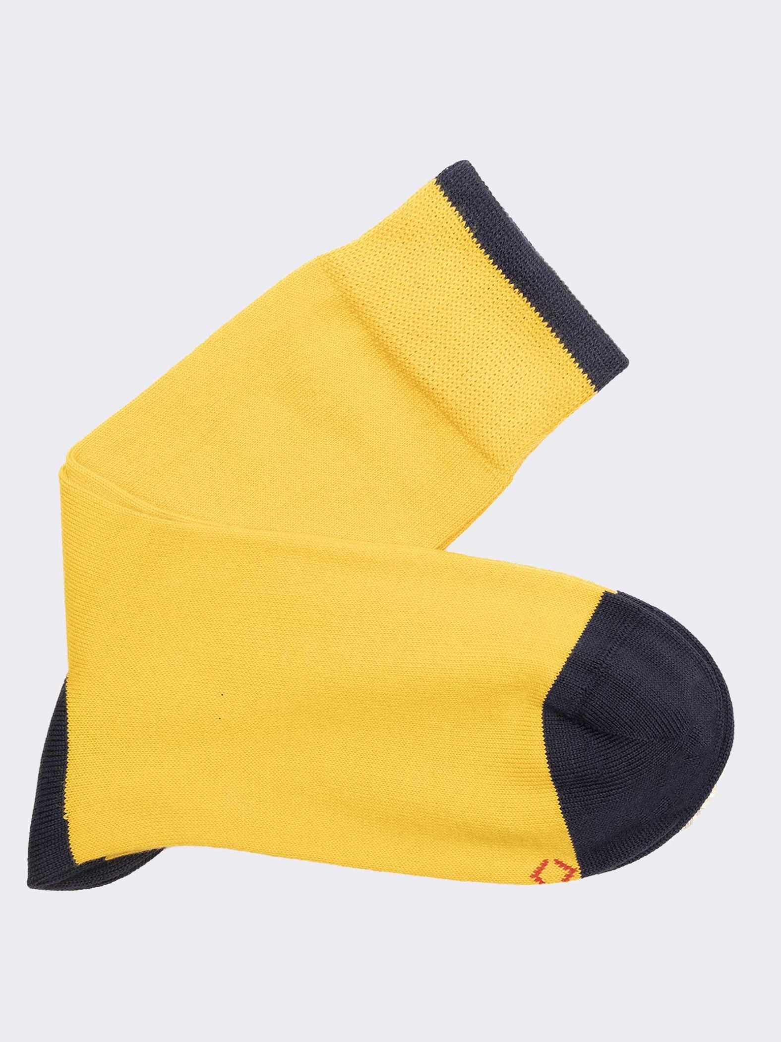 Men's calf socks with coloured details in warm cotton - Made in Italy