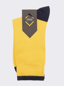 Men's calf socks with coloured details in warm cotton - Made in Italy