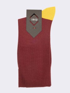 Men's Knee high socks with coloured details in warm cotton - Made in Italy