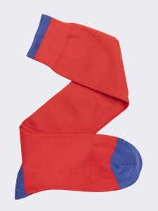 Kniestrümpfe für Herren mit farbigen Details aus warmer Baumwolle - Made in Italy