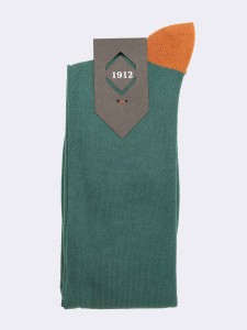 Men's Knee high socks with coloured details in warm cotton - Made in Italy
