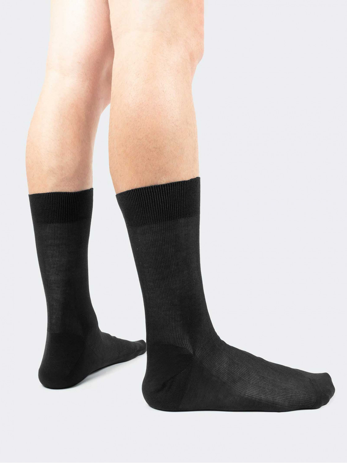 Ribbed 1:1 calf socks, 100% cotton - Made in Italy