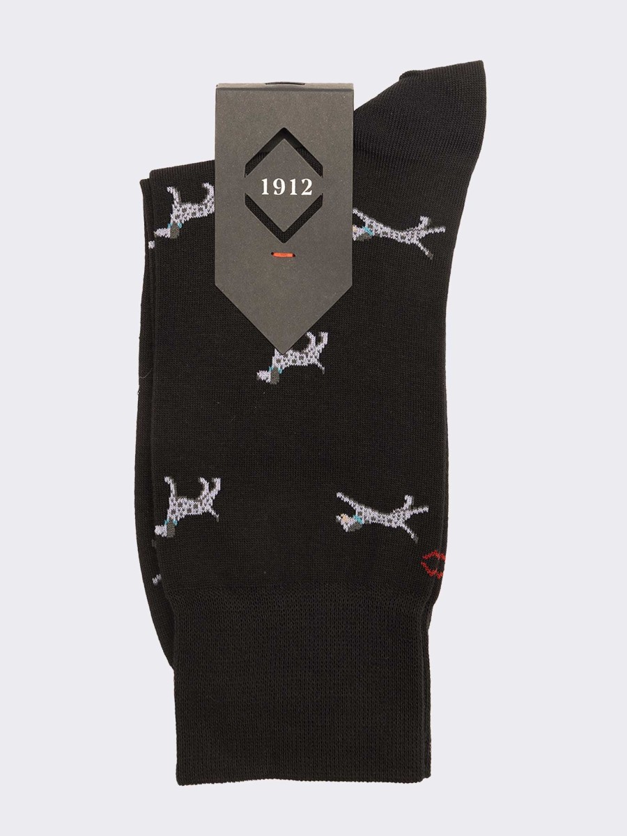 Men's short Dalmatian patterned socks in warm cotton - Made in Italy