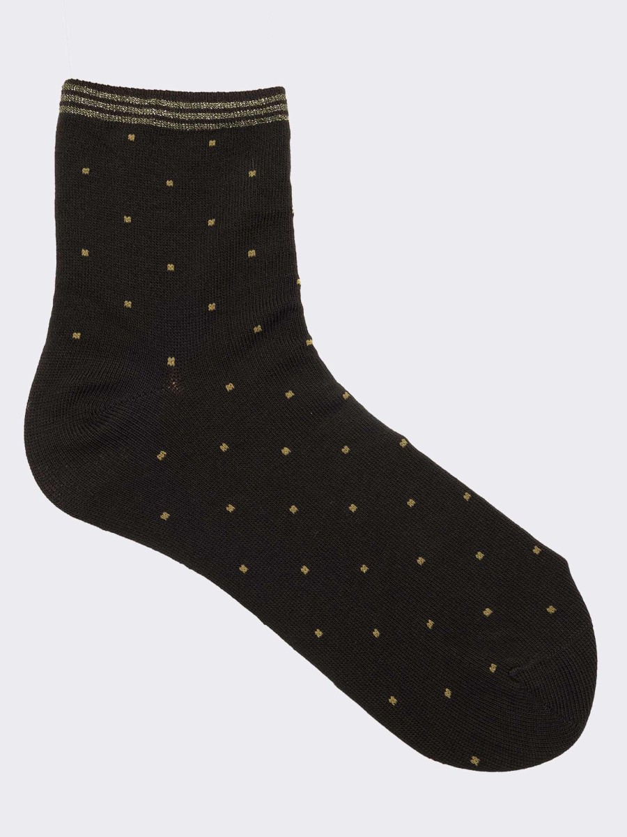 Women's square patterned calf socks in warm cotton - Made in Italy