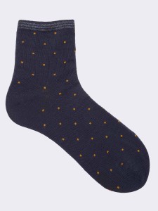 Women's square patterned calf socks in warm cotton - Made in Italy