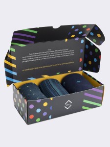 Gift Box 3 Pairs Mixed Patterned Socks Blue - Gift Idea Made in Italy