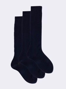 Tris calze lunghe da bambino/a classiche lisce in Filo di Scozia - Made in Italy