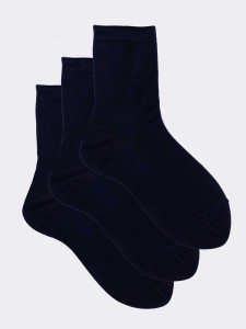 Tre paia calze corte classiche da bambino/a caldo cotone - Made in Italy