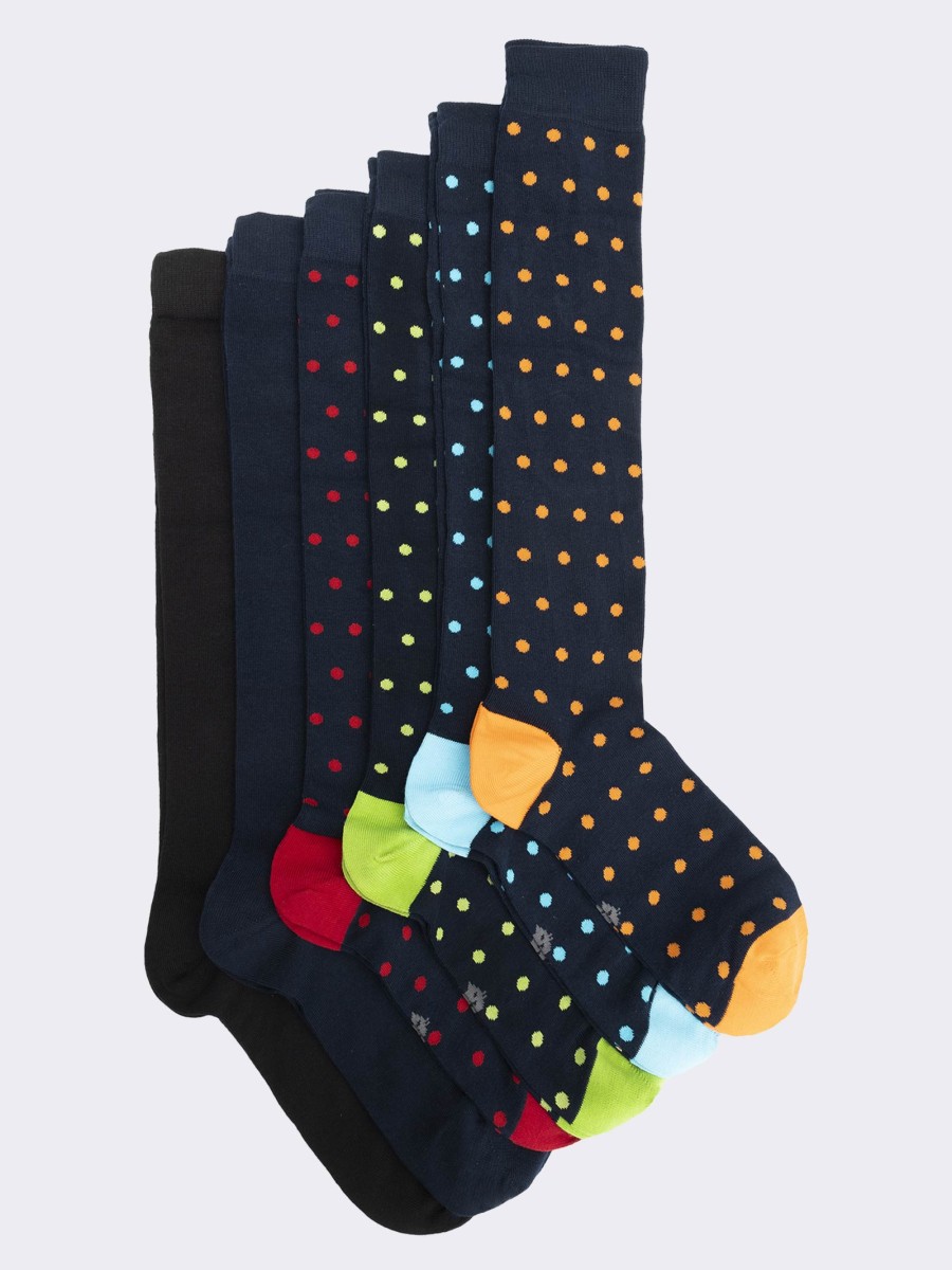 Geschenkbox Herren Socken aus Baumwolle, warm, 6 Paar Polka Dot Muster