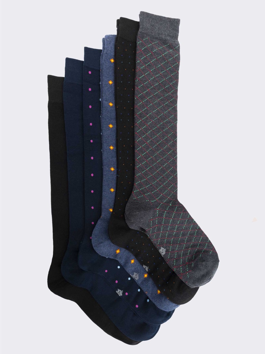 Gift Box Men's Warm Cotton Socks, 6 Pairs Classic Polka Dot Fantasy