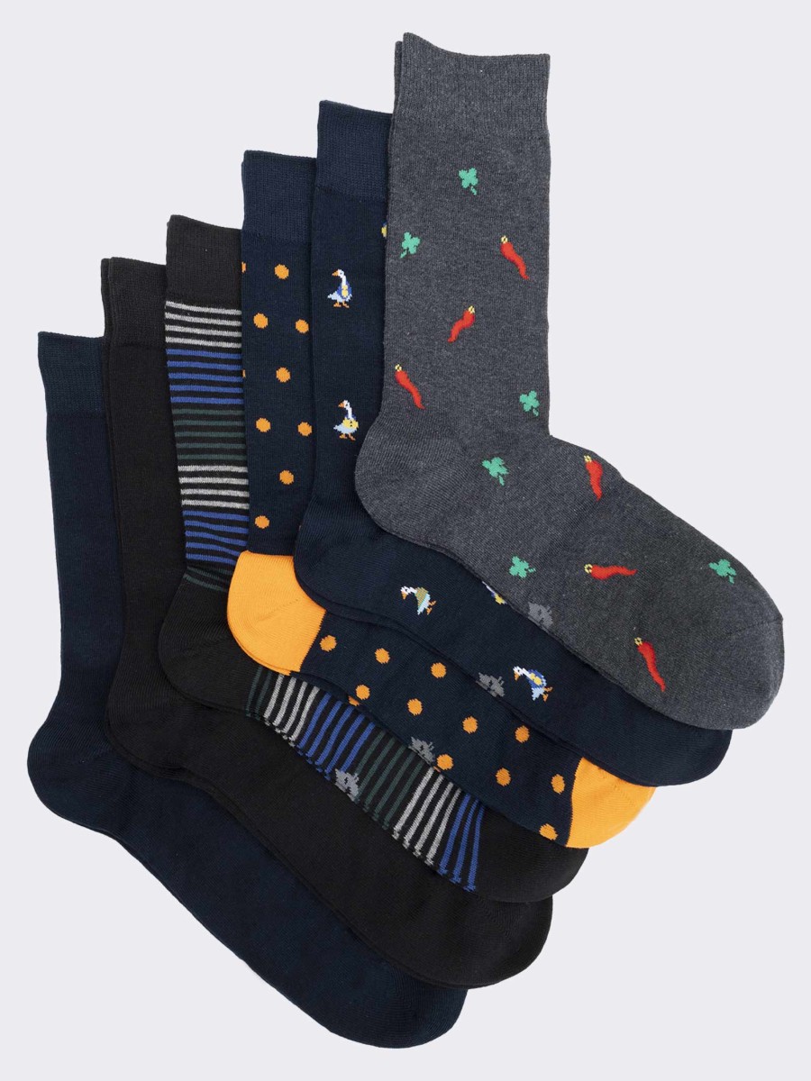 Geschenkpackung Herren Socken, kurz, warm, Baumwolle, 6 Paare Mix Fantasy