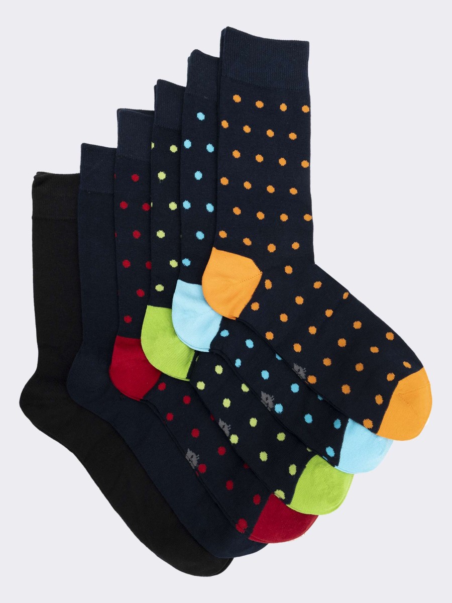 Gift Box Men's Short Warm Cotton Socks, 6 Pairs Polka Dot Fantasy