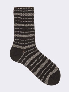 Striped patterned knee-highs in Warm Cotton - Made in Italy
