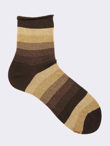 Women's calf socks with lurex stripes in warm cotton - Made in Italy