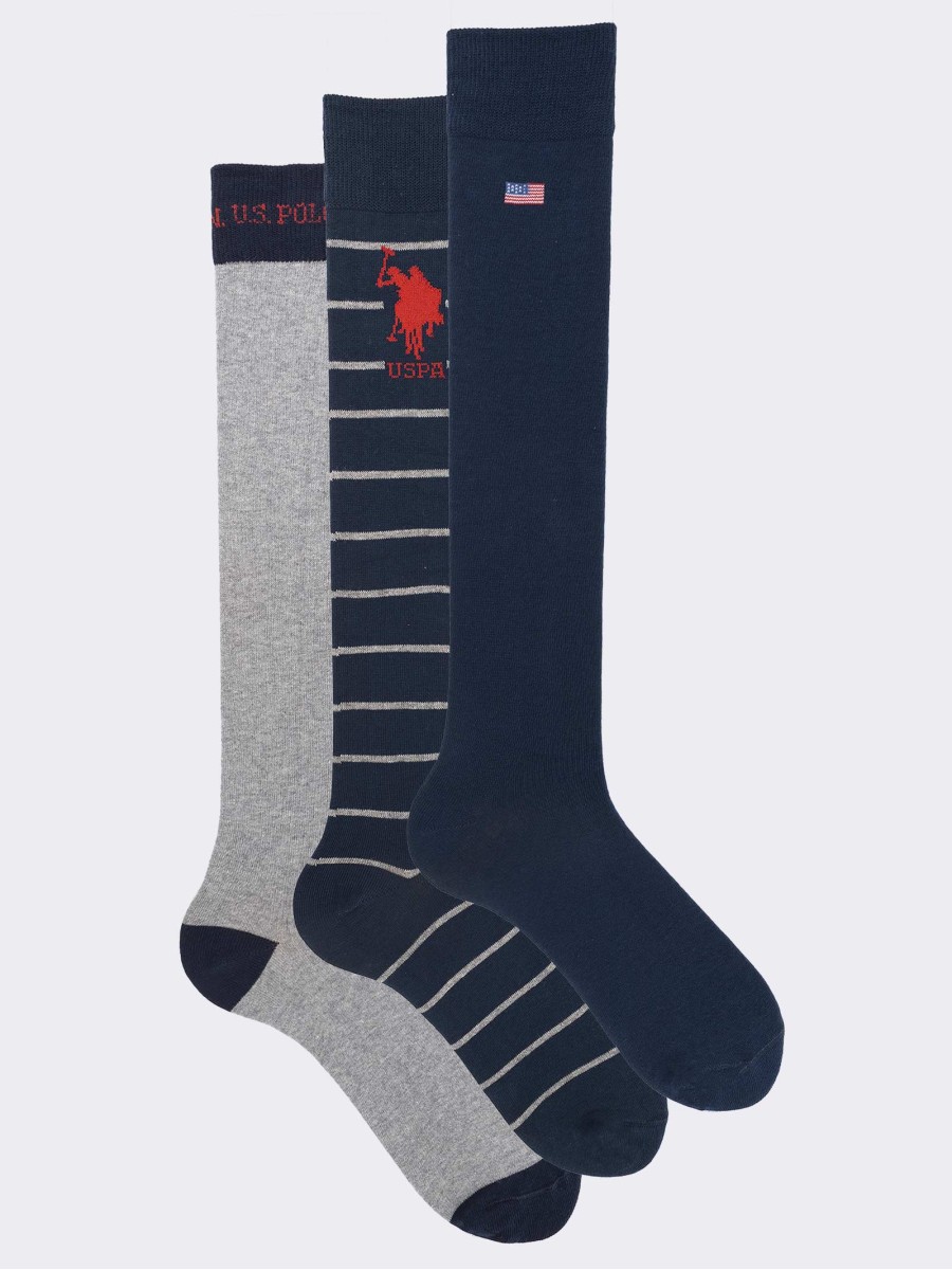 Gift Box U.S. POLO ASSN. Men's Warm Cotton Socks, 3 Pairs Patterned