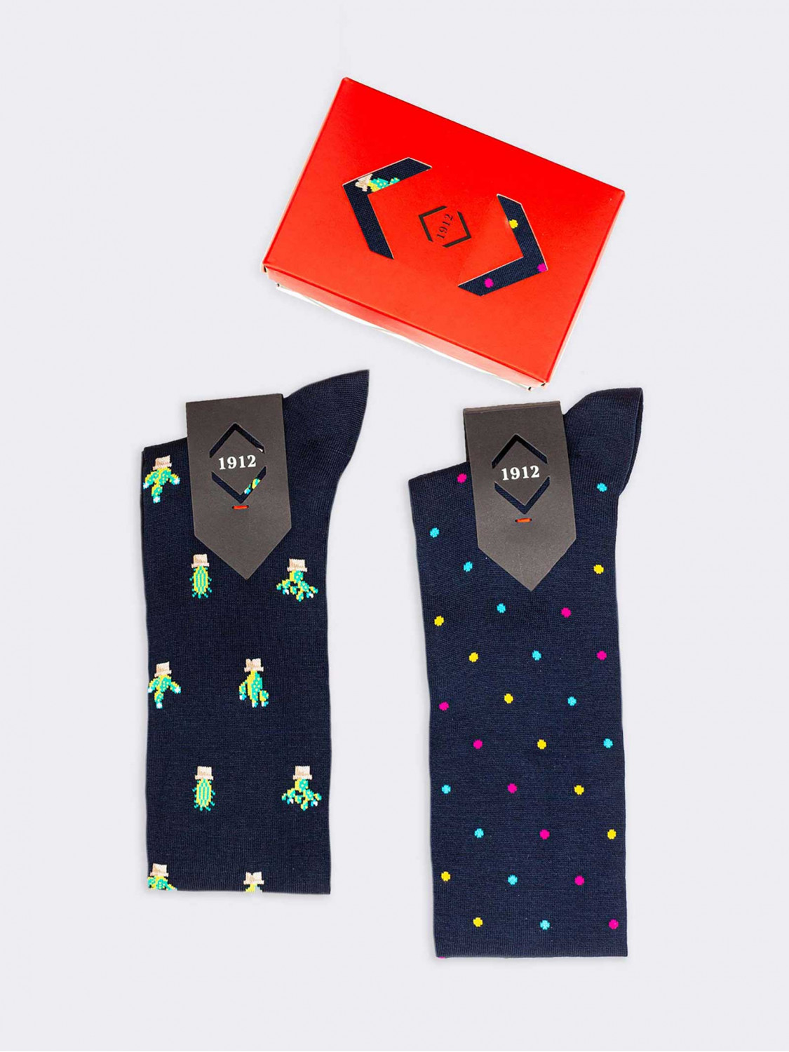 2 Pairs gift Box pattern Men's Knee High socks