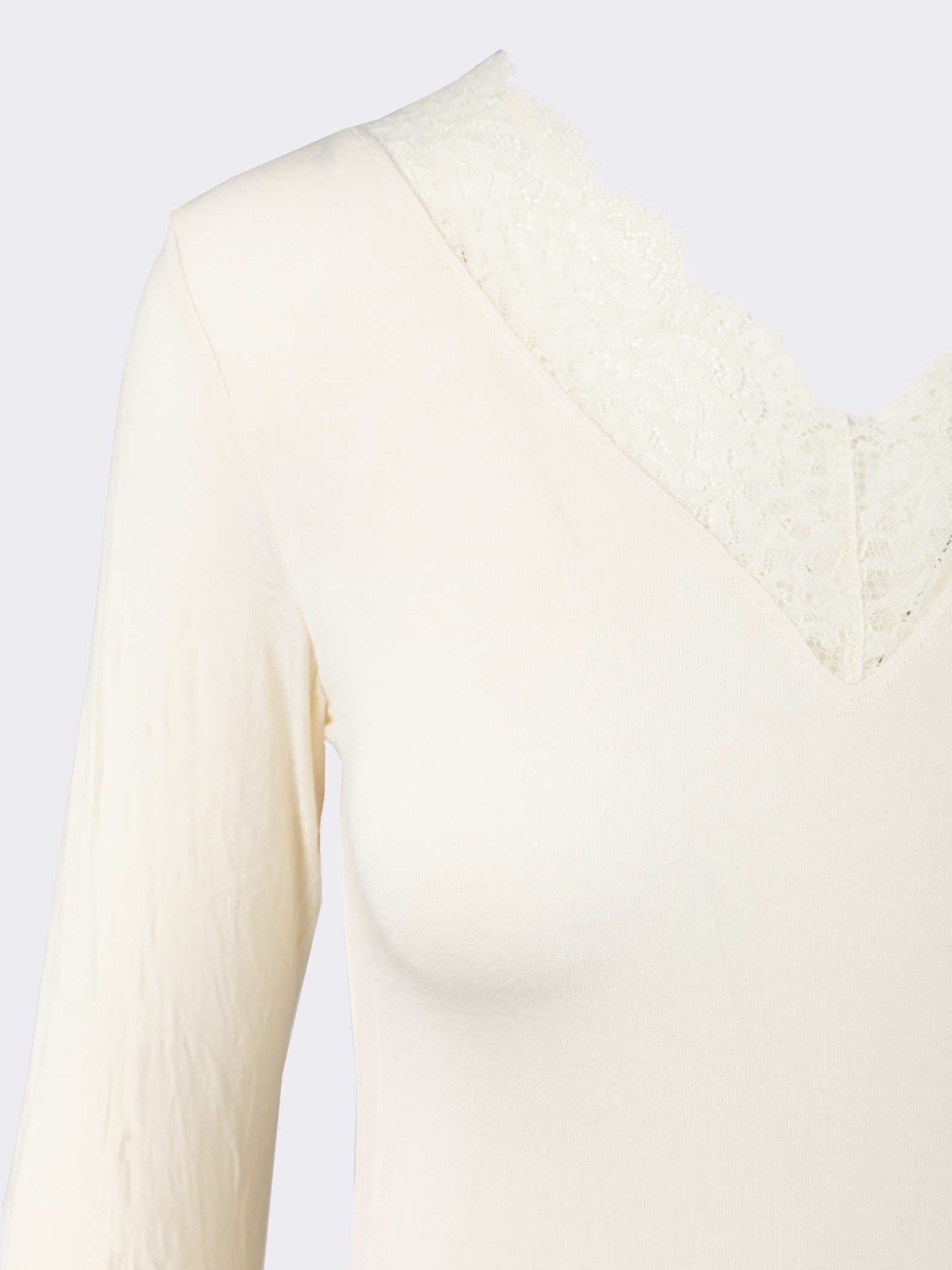 Women's Cashmere and Lace Long-Sleeved Knitwear - Elegant and Warm