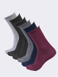 Sanitary ladies' calf socks in warm cotton, laser-cut cuff