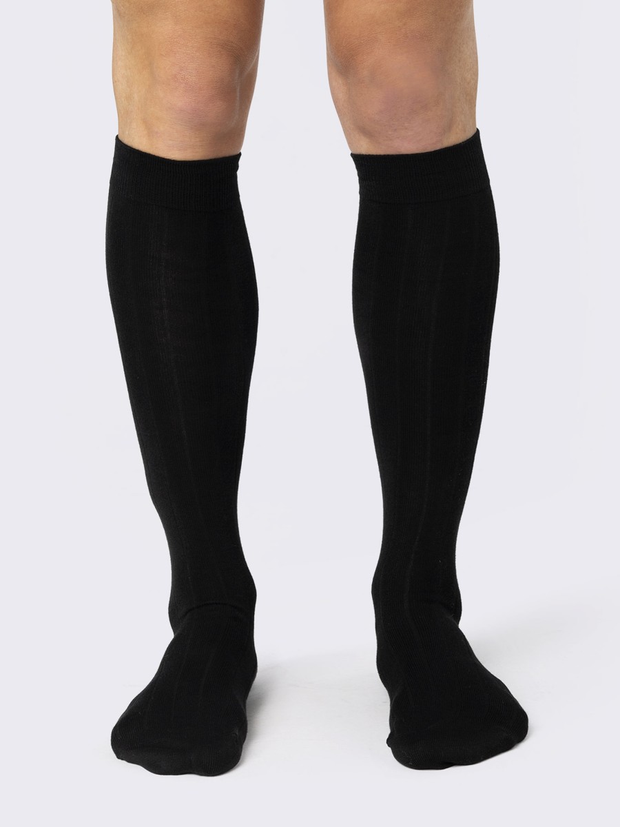 Lange, breit gerippte, warme Socken aus gedrehter Baumwolle für Männer - 6 Paar