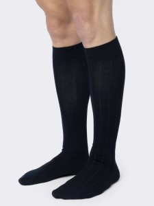 Men's long, wide-ribbed, warm twisted cotton socks - 6 pairs