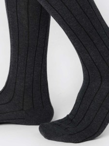 Men's long, wide-ribbed, warm twisted cotton socks - 6 pairs