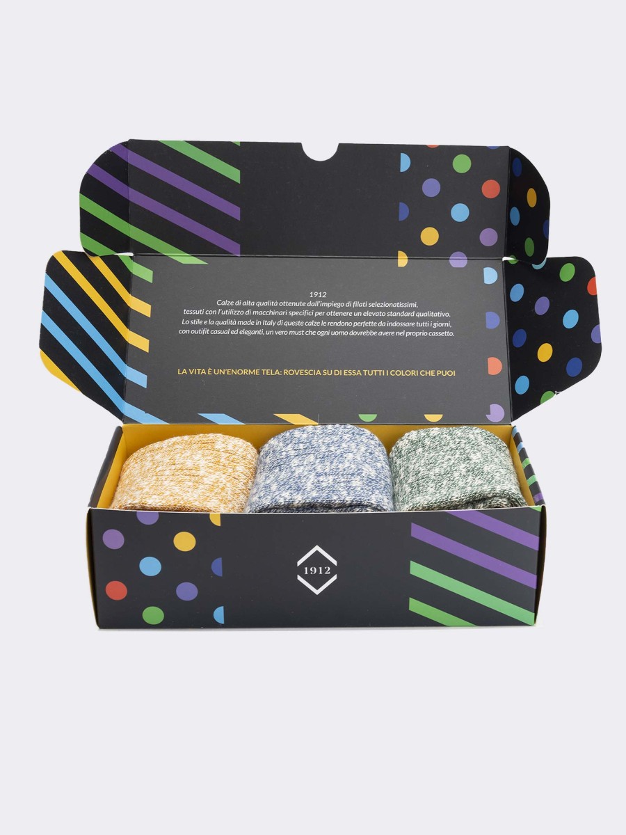 Gift box 3 pairs Vintage Sport patterned socks - Gift idea Made in Italy