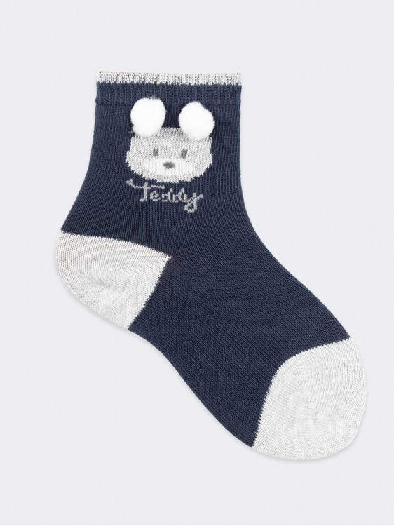 Teddy bear pattern Kids Crew socks