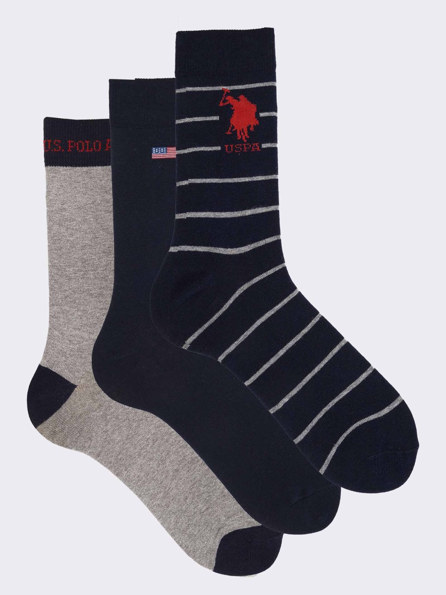 Gift Box U.S. POLO ASSN. Men's Warm Crew Cotton Socks, 3 Pairs Patterned