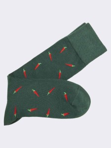 Men's boston socks with chili pattern in warm Cotton - Made in Italy