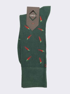 Herren Boston Socken mit Chili-Muster aus warmer Baumwolle - Made in Italy
