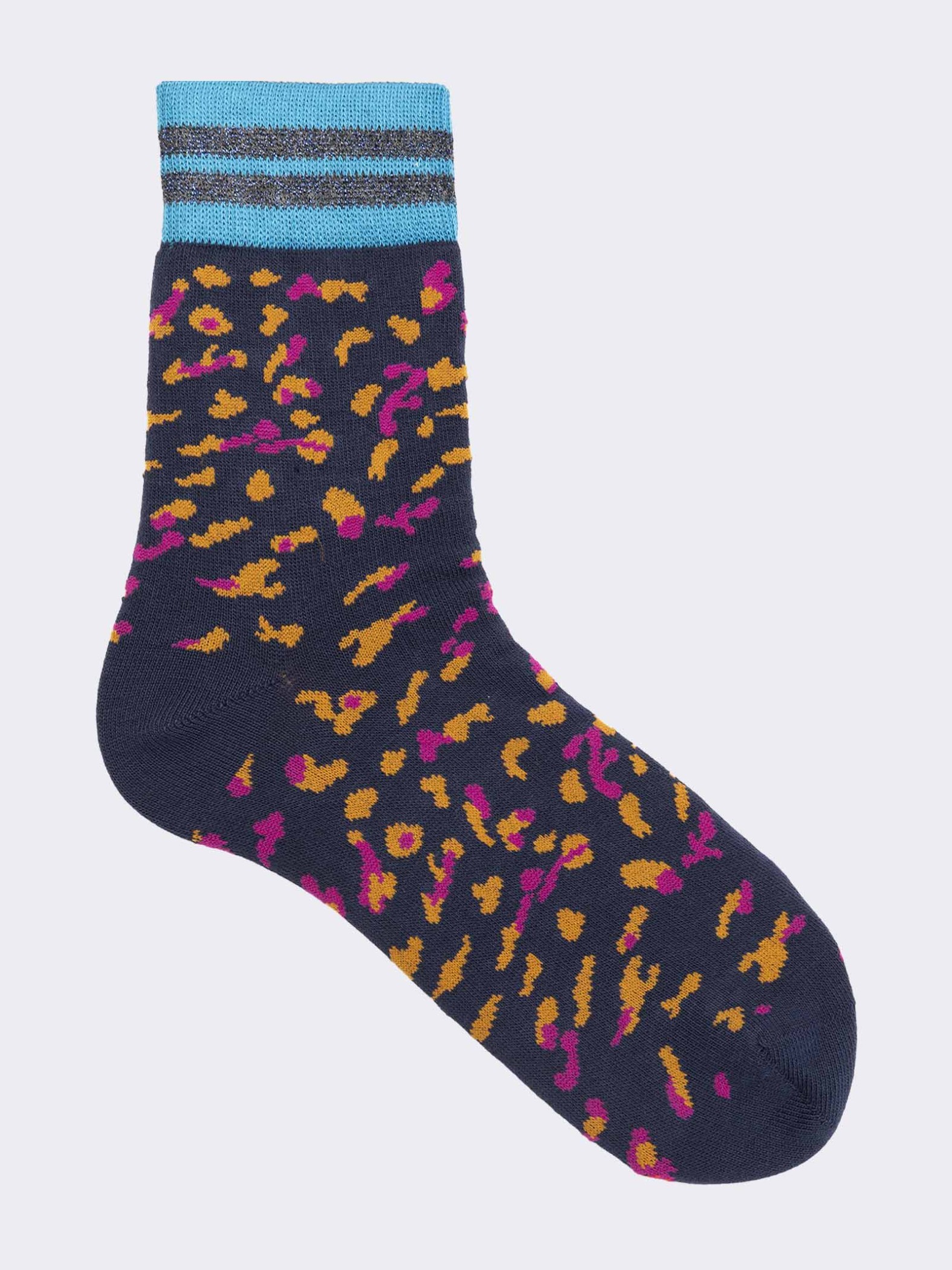 Women's animal patterned short socks in warm cotton - Made in Italy