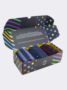 Gift Box 3 Pairs Men's Patterned Socks Blue - Gift Idea Made in Italy