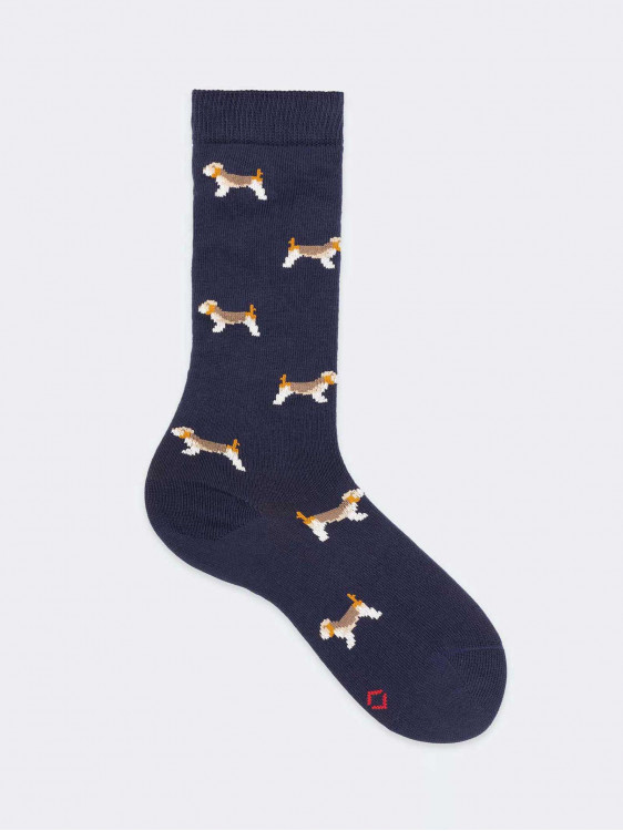 Lange Socken für Jungen mit Hundemuster