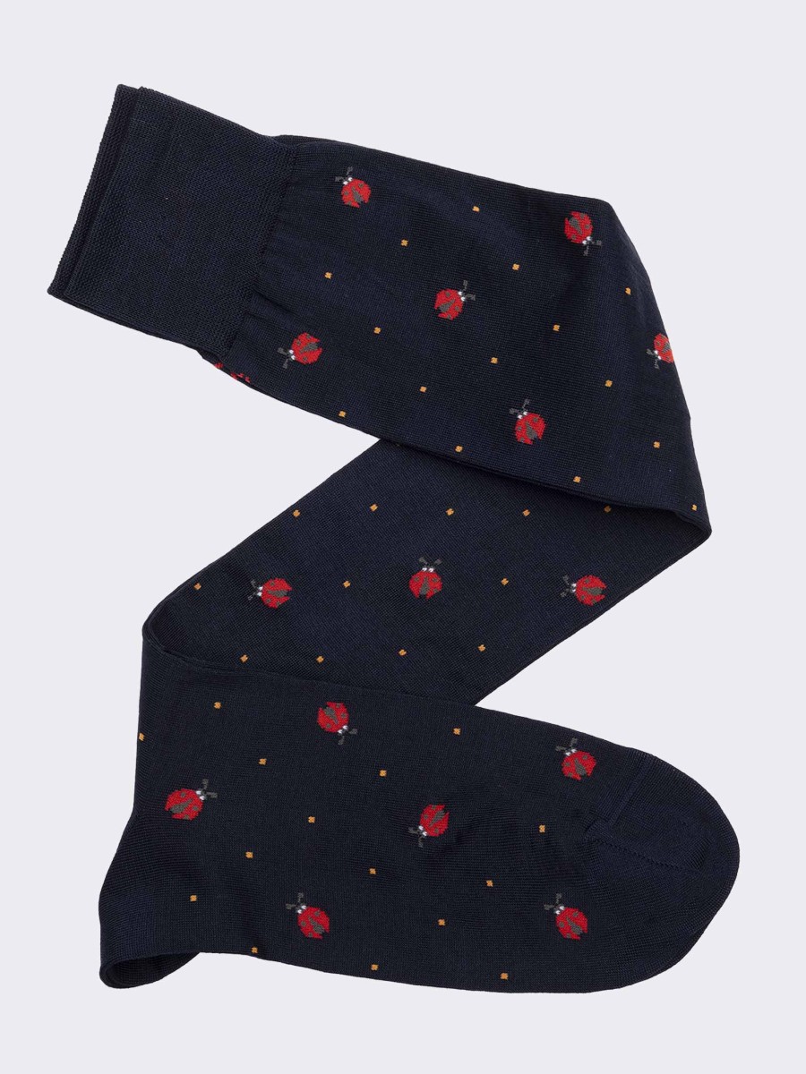 Coccinelle men's patterned knee-high socks in cool cotton - Made in Italy
