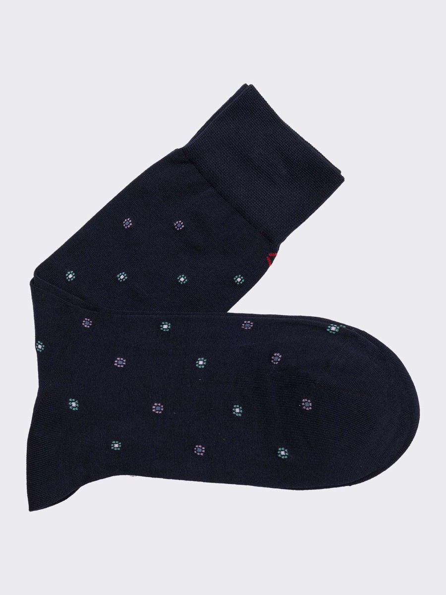 Men's tie patterned short socks in cool cotton - Made in Italy