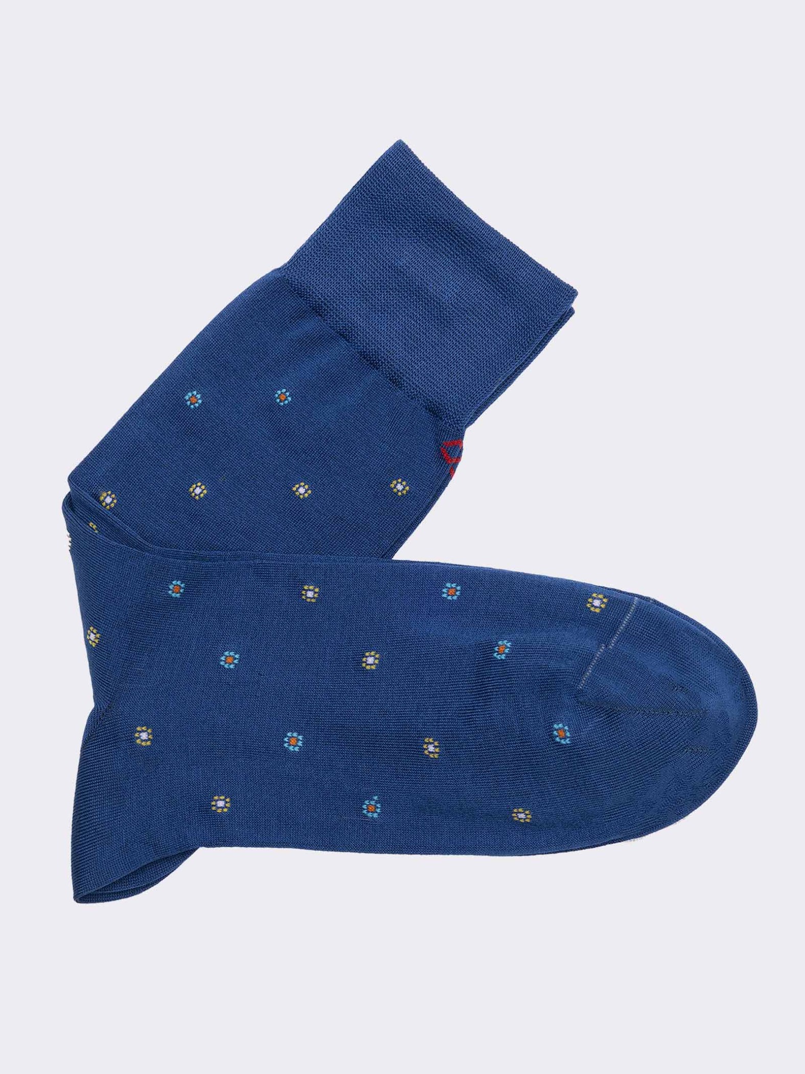 Men's tie patterned short socks in cool cotton - Made in Italy