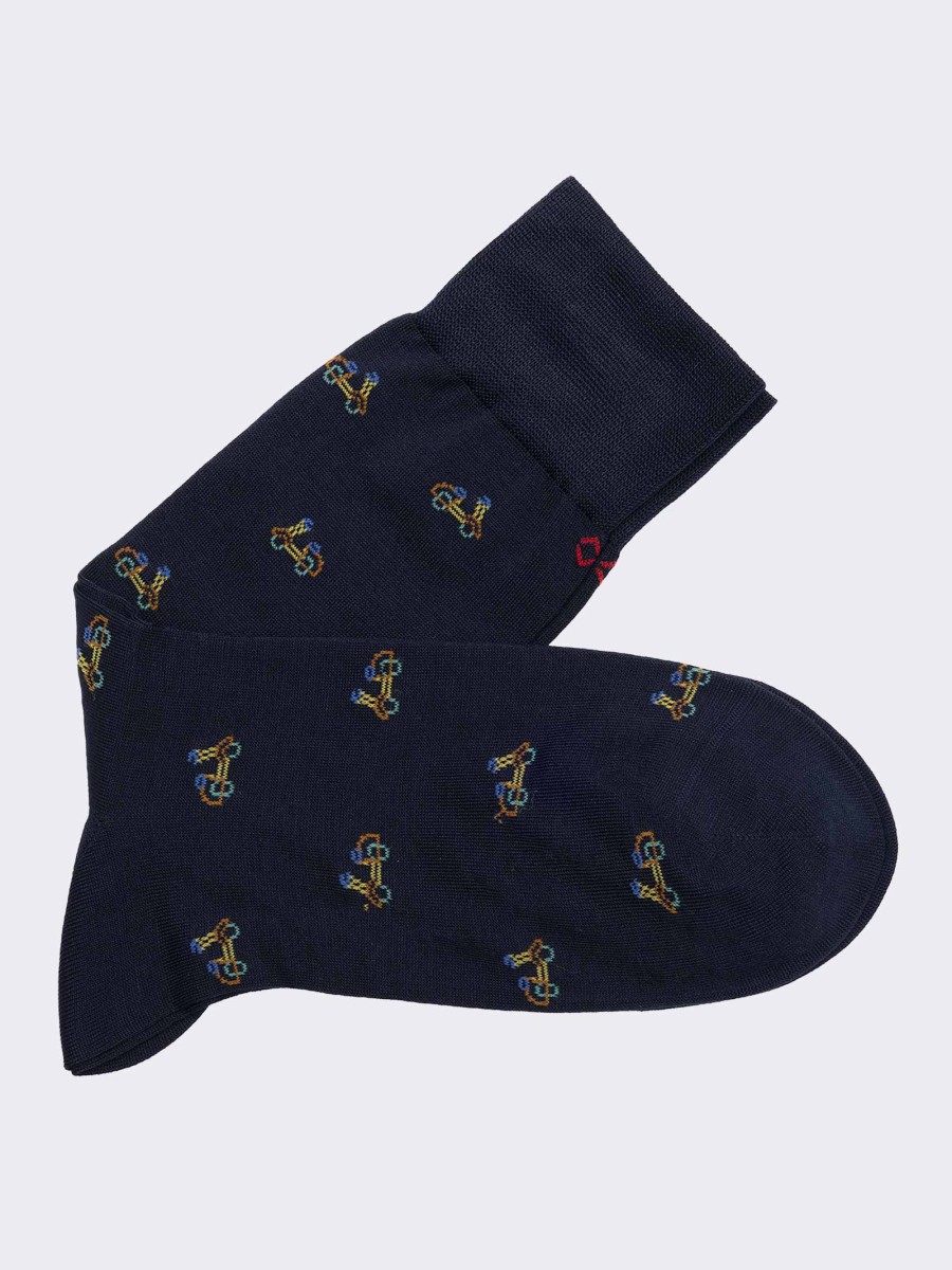 Men's Vespa patterned crew socks in cool cotton - Made in Italy