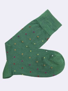 Multicolor polka dot patterned men's short socks in cool cotton - Made in Italy