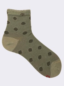 Women's short polka dot patterned fresh cotton socks - Made in Italy