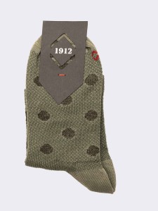 Women's short polka dot patterned fresh cotton socks - Made in Italy