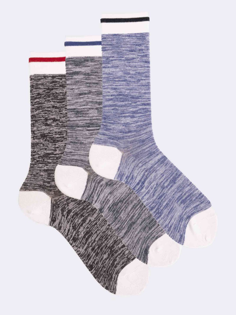 Tris of sporty, patterned crew socks in cool cotton