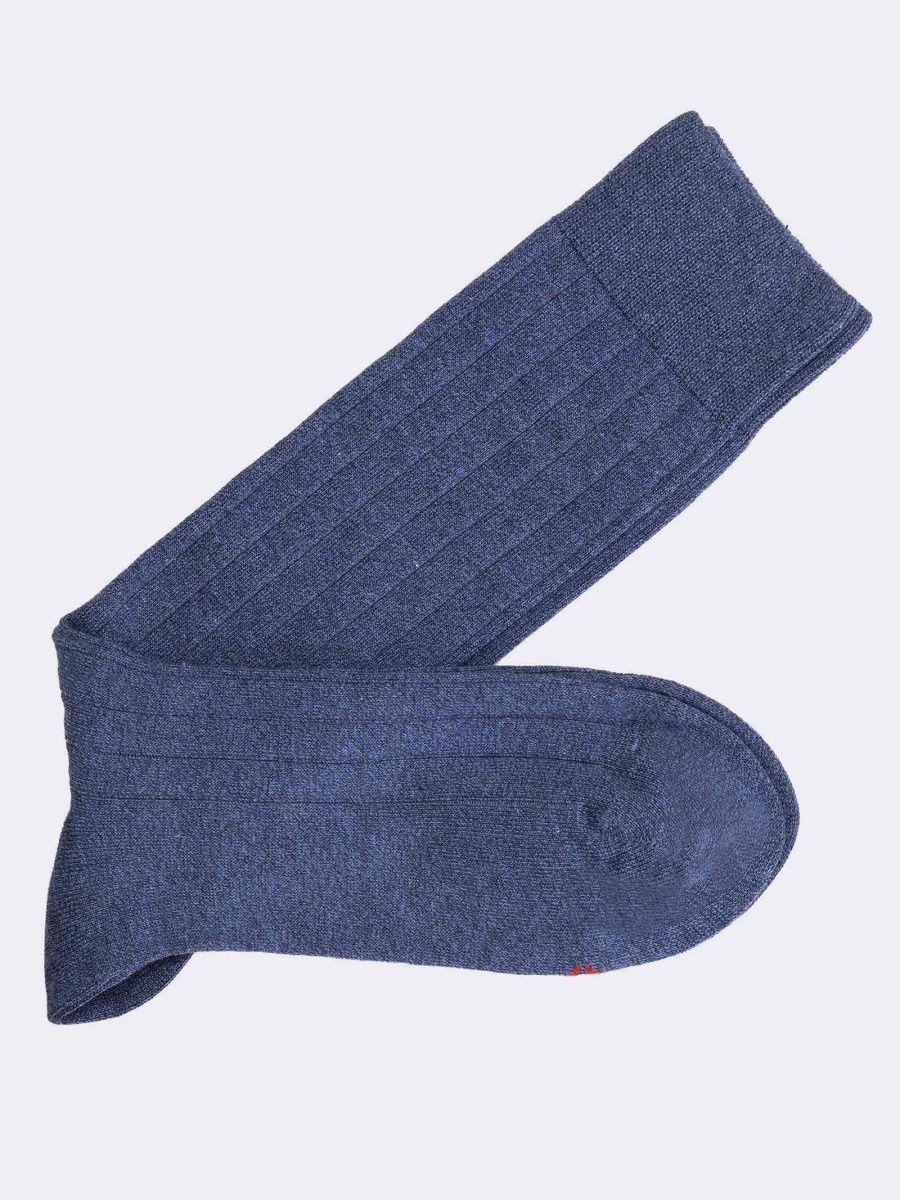 Men's Short Ribbed Cotton Socks - Made in Italy